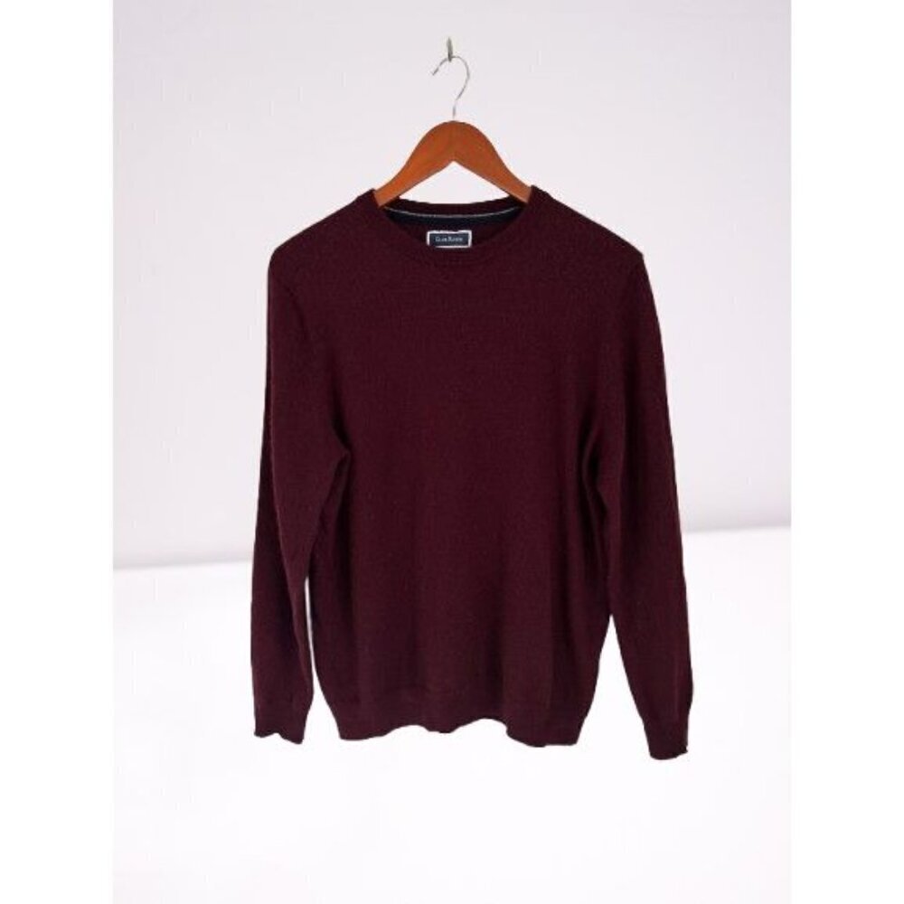 Club Room Crew Neck Merino Wool Blend Sweater Burgundy Size Large